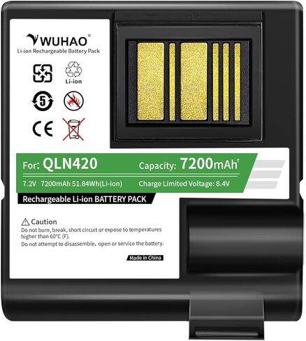بطارية WUHAO 10 عبوات QLN420 ZQ630 مطورة 7200 مللي أمبير في الساعة لـ Zebra QLN420 ZQ630 ZQ63-AUWA000-00 ZQ63-ACFAC10-00 بطارية بديلة لطابعة الباركود P1050667-016 BTRY-MPP-68MA1-01 in Kuwait