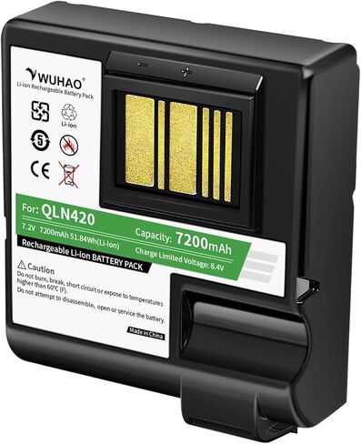 بطارية WUHAO 10 عبوات QLN420 ZQ630 مطورة 7200 مللي أمبير في الساعة لـ Zebra QLN420 ZQ630 ZQ63-AUWA000-00 ZQ63-ACFAC10-00 بطارية بديلة لطابعة الباركود P1050667-016 BTRY-MPP-68MA1-01 in Kuwait