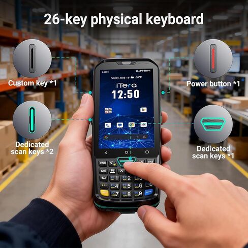 Android 13 Barcode Scanner PDA: HS7 Scan Engine 26-Key Keypad 4" Touch Screen MTK 2.0GHz CPU IP67 Rugged 5100mAh Battery for Warehouse Logistics Industrial Use P400 in Saudi Arabia