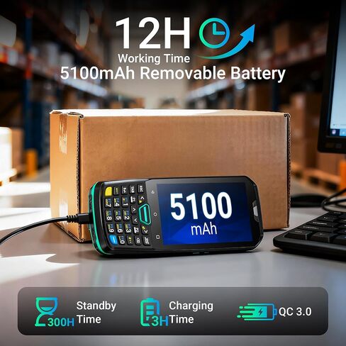 Android 13 Barcode Scanner PDA: HS7 Scan Engine 26-Key Keypad 4" Touch Screen MTK 2.0GHz CPU IP67 Rugged 5100mAh Battery for Warehouse Logistics Industrial Use P400 in Saudi Arabia