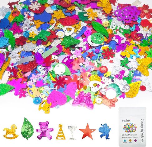 Assorted Sequins & Spangles Craft Supplies, Mixed Shapes Colors Gold Foil Iron-On Sequins Embellishments for Greeting Cards, Wedding Christmas Decor, Clothing & Jewelry Making in Saudi Arabia