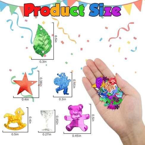 Assorted Sequins & Spangles Craft Supplies, Mixed Shapes Colors Gold Foil Iron-On Sequins Embellishments for Greeting Cards, Wedding Christmas Decor, Clothing & Jewelry Making in Saudi Arabia
