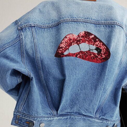 1 x Large Lips Sequin Hot Melt Patch Clothes Bag Wrap Decoration in Saudi Arabia