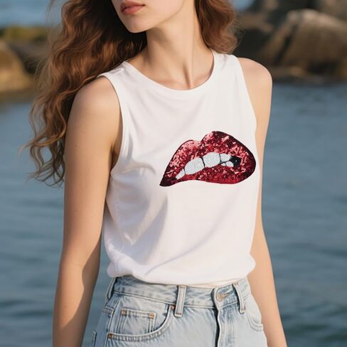 1 x Large Lips Sequin Hot Melt Patch Clothes Bag Wrap Decoration in Saudi Arabia