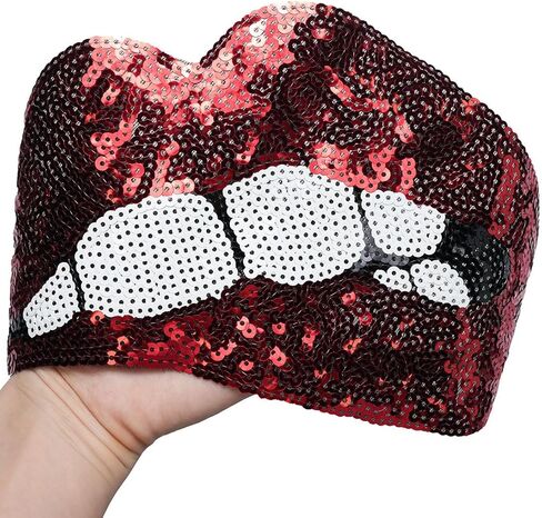 1 x Large Lips Sequin Hot Melt Patch Clothes Bag Wrap Decoration in Saudi Arabia