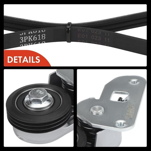 A-Premium Engine Serpentine Belt Drive Kit with Tensioner Compatible with Buick Lucerne 2006-2011 & Cadillac DTS 2006-2011, DeVille, Eldorado, Seville & Oldsmobile Aurora & Pontiac Bonneville in Kuwait