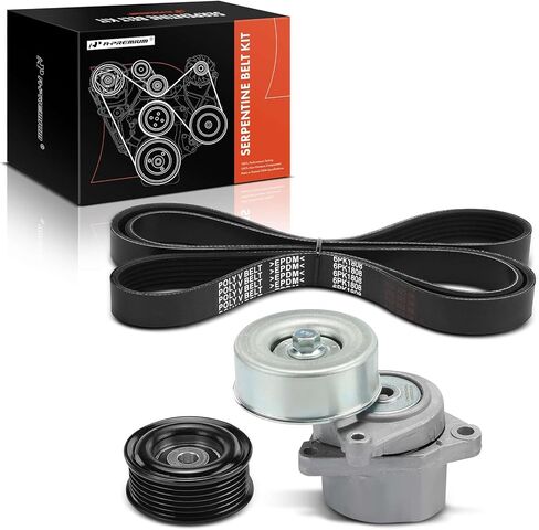 مجموعة محرك سير السربنتين A-Premium مع شداد وبكرة تباطؤ متوافقة مع Nissan Rogue 2008-2013، Rogue Select 2014-2015 - DOHC L4 2.5L in Kuwait
