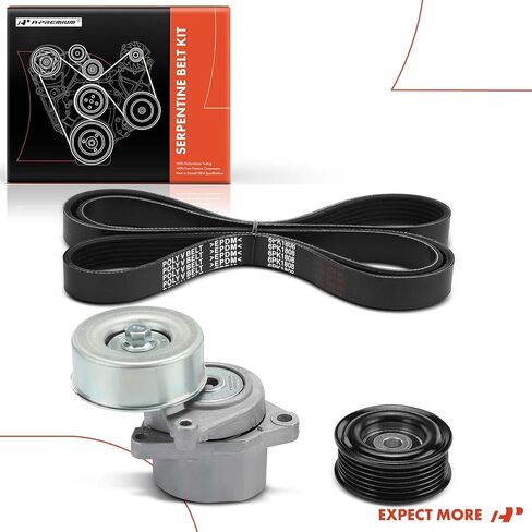 مجموعة محرك سير السربنتين A-Premium مع شداد وبكرة تباطؤ متوافقة مع Nissan Rogue 2008-2013، Rogue Select 2014-2015 - DOHC L4 2.5L in Kuwait