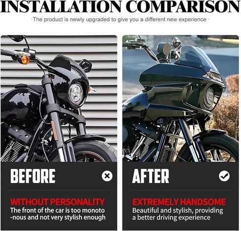 Front Headlight Fairing with 7" Windshield Compatible with Harley Softail 2018-up Headlight Fairing, fit for Harley Softail Low Rider Fat Boy Standard Street Bob 2018-up Motorcycle Fairing in Kuwait