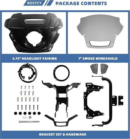 Club Style ST Front Fairing w/ 7" Light Smoke Windshield for Harley Softail Street Bob FXBB FXBBS 2018-2024, Softail Standard FXST 2020-2024, 5.75" Headlight Cowl & Mounting Kit in Kuwait