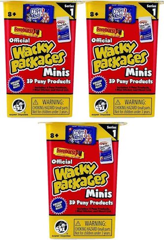 Worlds Smallest Wacky Packages Minis Series 1 حزمة الغموض (مجموعة من 3) in Kuwait