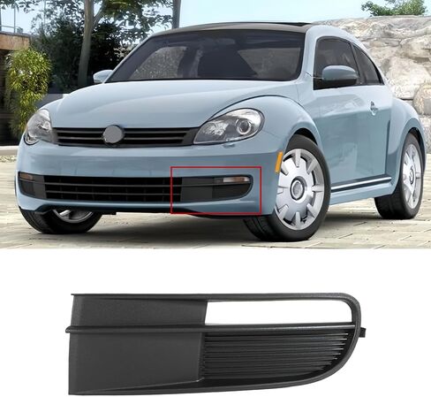 غطاء مصباح الضباب الخفيف لسيارة Volkswagen VW Beetle 2012 2013 2014 2015 2016 غطاء مصباح الضباب المصد الأمامي الجانب الأيسر الأيمن الأسود استبدال 5C5853666C9B9 (زوج (يمين + يسار)) in Kuwait