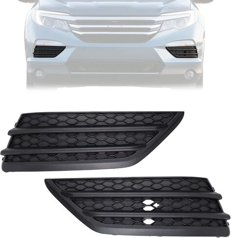 Pair Black Front Bumper Insert Fog Light Bezel Trim for Honda Pilot 2016-2018 without Backup Parking Aid Sensor Hole in Kuwait