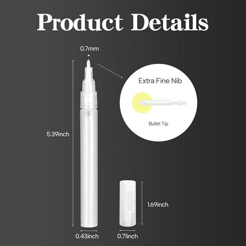 Refillable Paint Markers 0.7mm Extra Fine Tips - Clear Watercolor Brush Pens for Acrylic Permanent Paint Empty Markers for Watercolor Painting, Doodling, and DIY Art (Extra Fine Tip - 0.7mm, 10) in Saudi Arabia