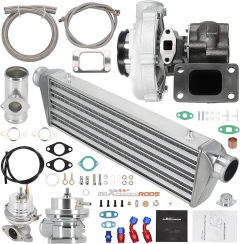 مجموعة الشاحن التربيني Maxpeedingrods T04E T3 T4 بقوة 400 حصان مع بوابة النفايات + مجموعة خط إرجاع تغذية الزيت in Kuwait