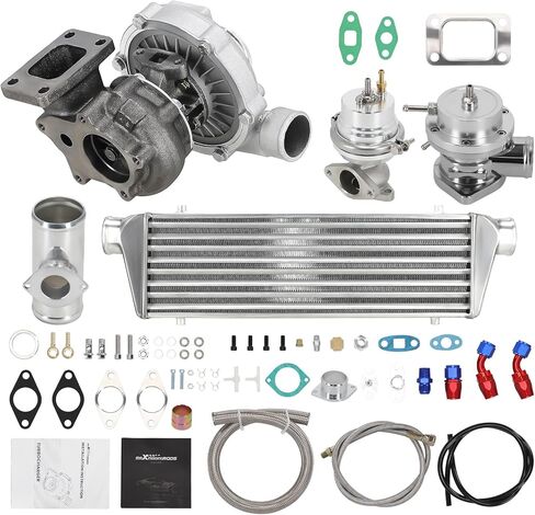 مجموعة الشاحن التربيني Maxpeedingrods T04E T3 T4 بقوة 400 حصان مع بوابة النفايات + مجموعة خط إرجاع تغذية الزيت in Kuwait