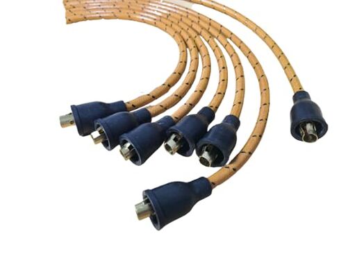 Core Coil 7mm Cloth Covered Spark Plug Wire Set Vintage Wires Inline 6 in Saudi Arabia