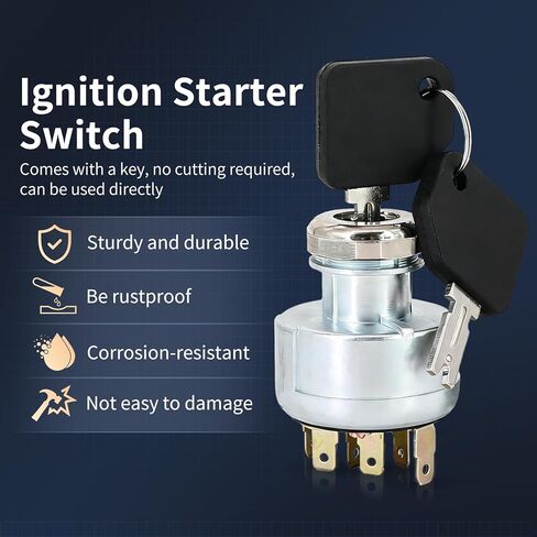 4292483 Starter Ignition Switch w/ 2 Keys Compatible with Clark Forklifts POLLAK 31-297 Hyster TO015B Lift Truck 2782017 in Kuwait