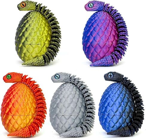 5PCS 3D Printed Snake with Egg - Prefilled Easter Eggs Basket Stuffers, Snake Egg with Snake, 3D Printed Animals Toy, Cute Desk Decor, Animals Decor for Kids (Multicolor1-5PCS) in Saudi Arabia