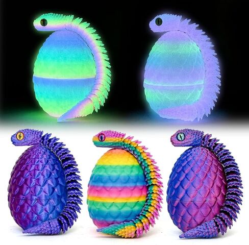 5PCS 3D Printed Snake with Egg - Prefilled Easter Eggs Basket Stuffers, Snake Egg with Snake, 3D Printed Animals Toy, Cute Desk Decor, Animals Decor for Kids (Multicolor1-5PCS) in Saudi Arabia