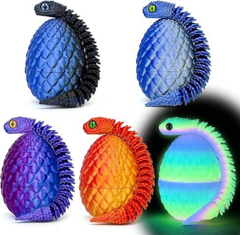 5PCS 3D Printed Snake with Egg - Prefilled Easter Eggs Basket Stuffers, Snake Egg with Snake, 3D Printed Animals Toy, Cute Desk Decor, Animals Decor for Kids (Multicolor1-5PCS) in Saudi Arabia