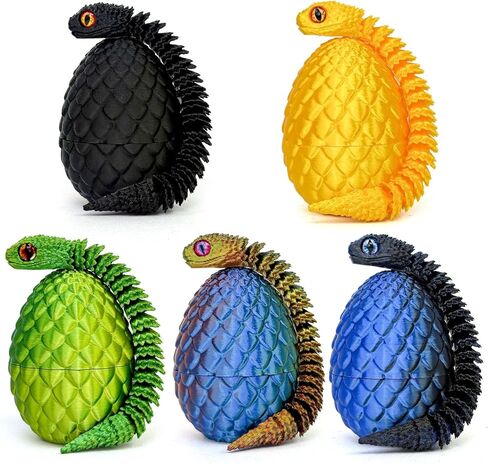 5PCS 3D Printed Snake with Egg - Prefilled Easter Eggs Basket Stuffers, Snake Egg with Snake, 3D Printed Animals Toy, Cute Desk Decor, Animals Decor for Kids (Multicolor1-5PCS) in Saudi Arabia
