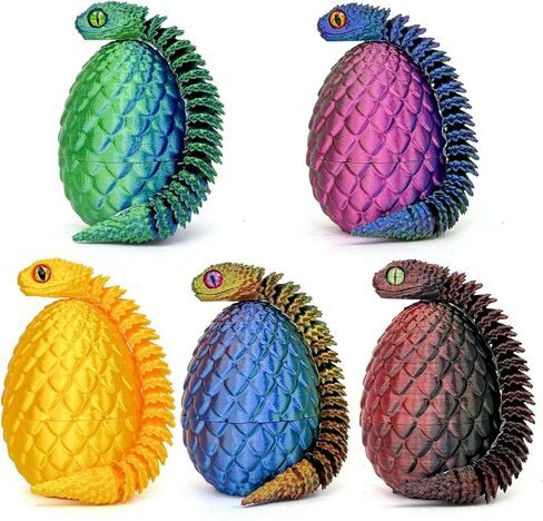 5PCS 3D Printed Snake with Egg - Prefilled Easter Eggs Basket Stuffers, Snake Egg with Snake, 3D Printed Animals Toy, Cute Desk Decor, Animals Decor for Kids (Multicolor1-5PCS) in Saudi Arabia