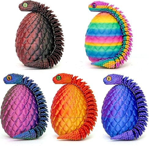 5PCS 3D Printed Snake with Egg - Prefilled Easter Eggs Basket Stuffers, Snake Egg with Snake, 3D Printed Animals Toy, Cute Desk Decor, Animals Decor for Kids (Multicolor1-5PCS) in Saudi Arabia