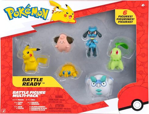 Pokémon Battle Figure 6 Pack - Features 2-Inch Pikachu, Joltik, Galarian Darumaka, Riolu, Chikorita and Cleffa Battle Figures in Kuwait