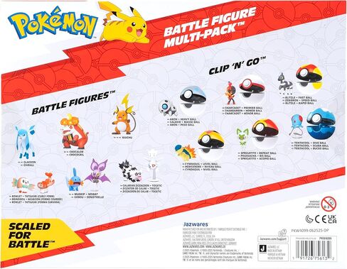 Pokémon Battle Figure 6 Pack - Features 2-Inch Pikachu, Joltik, Galarian Darumaka, Riolu, Chikorita and Cleffa Battle Figures in Kuwait