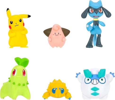 Pokémon Battle Figure 6 Pack - Features 2-Inch Pikachu, Joltik, Galarian Darumaka, Riolu, Chikorita and Cleffa Battle Figures in Kuwait