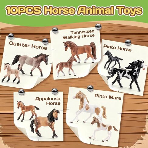 10PCS 6" Horse Toys Family Figurines for Girls Boys 3 4 5 6+ Years Old, Realistic Farm Animal Toys Figurines Learning Toys for Kids, Horse Party Favors Birthday Gift Cake Toppers Decoration in Saudi Arabia