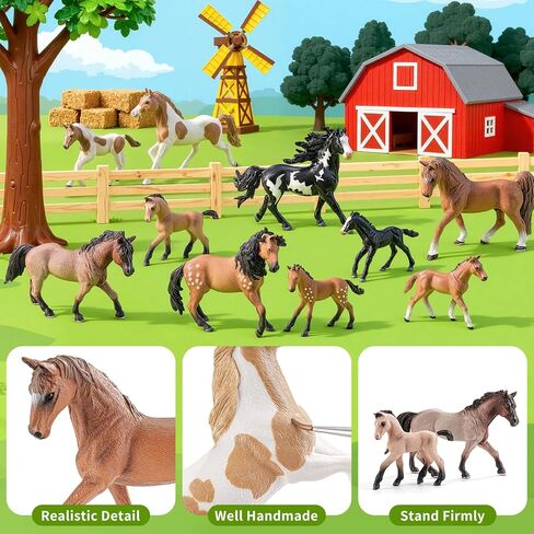 10PCS 6" Horse Toys Family Figurines for Girls Boys 3 4 5 6+ Years Old, Realistic Farm Animal Toys Figurines Learning Toys for Kids, Horse Party Favors Birthday Gift Cake Toppers Decoration in Saudi Arabia