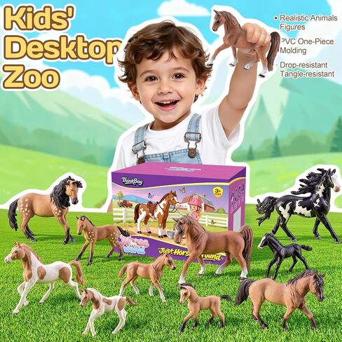 10PCS 6" Horse Toys Family Figurines for Girls Boys 3 4 5 6+ Years Old, Realistic Farm Animal Toys Figurines Learning Toys for Kids, Horse Party Favors Birthday Gift Cake Toppers Decoration in Saudi Arabia