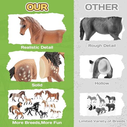 10PCS 6" Horse Toys Family Figurines for Girls Boys 3 4 5 6+ Years Old, Realistic Farm Animal Toys Figurines Learning Toys for Kids, Horse Party Favors Birthday Gift Cake Toppers Decoration in Saudi Arabia