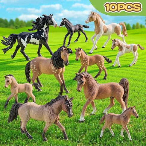 10PCS 6" Horse Toys Family Figurines for Girls Boys 3 4 5 6+ Years Old, Realistic Farm Animal Toys Figurines Learning Toys for Kids, Horse Party Favors Birthday Gift Cake Toppers Decoration in Saudi Arabia