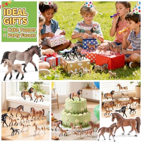 10PCS 6" Horse Toys Family Figurines for Girls Boys 3 4 5 6+ Years Old, Realistic Farm Animal Toys Figurines Learning Toys for Kids, Horse Party Favors Birthday Gift Cake Toppers Decoration in Saudi Arabia