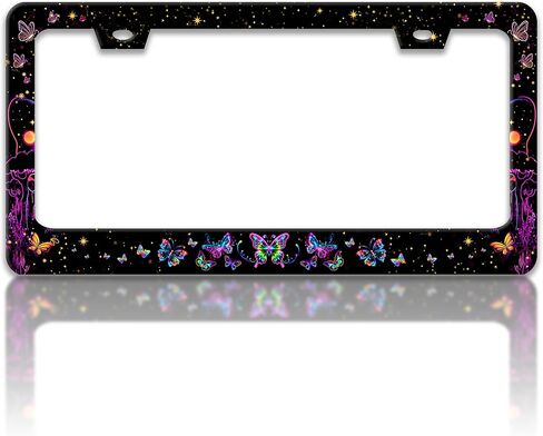 Cute Sea Turtle License Plate Frame Funny Starfish Animal License Plate Holders Stainless Steel Auto Accessory Bracket 2 Hole with Screws Universal Us Car License Plate Frames 6x12 Inch for Women Men in Saudi Arabia