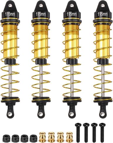 MECCANIXITY 4Pcs RC Shock Absorber 1/10 115mm Aluminum Threaded Front & Rear Shock Absorber Damper Assembled Set for 1/10 RC Car Crawler Racing Truck, Blue in Kuwait