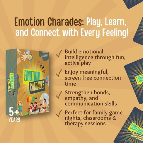 Emotion Charades – Charades for Kids Ages 5+ | Charades Game for Family & Classroom Flash Cards | Social Emotional Learning Activities, Emotion Cards, and Coping Skills Game by The Kairos Bridge in Kuwait