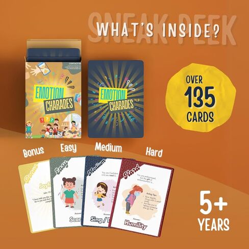 Emotion Charades – Charades for Kids Ages 5+ | Charades Game for Family & Classroom Flash Cards | Social Emotional Learning Activities, Emotion Cards, and Coping Skills Game by The Kairos Bridge in Kuwait