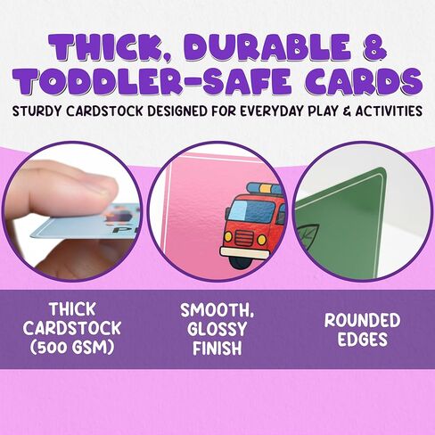 Toddler Flash Cards - 50 Big Font, Thick 500 GSM, Wipe-Clean Learning Flash Cards for Toddlers 1-5 - Numbers, Colors, Find-the-Difference & Fun Questions - Preschool Educational Gift in Saudi Arabia