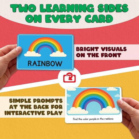 Toddler Flash Cards - 50 Big Font, Thick 500 GSM, Wipe-Clean Learning Flash Cards for Toddlers 1-5 - Numbers, Colors, Find-the-Difference & Fun Questions - Preschool Educational Gift in Saudi Arabia