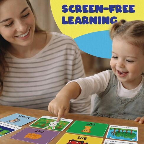 Toddler Flash Cards - 50 Big Font, Thick 500 GSM, Wipe-Clean Learning Flash Cards for Toddlers 1-5 - Numbers, Colors, Find-the-Difference & Fun Questions - Preschool Educational Gift in Saudi Arabia