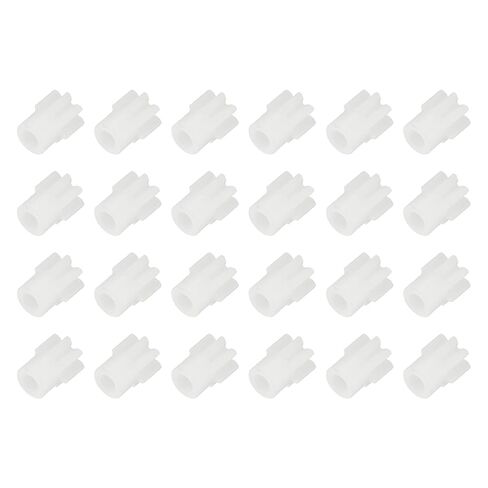 MECCANIXITY 24Pcs Module 0.5 Plastic Gears, Small Plastic 8 Teeth Spindle Gears 1.95mm ID 5mm Thickness for Motor RC Car Robot DIY Model RC Parts Replacements, White in Kuwait