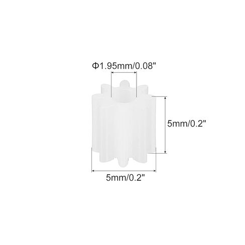 MECCANIXITY 24Pcs Module 0.5 Plastic Gears, Small Plastic 8 Teeth Spindle Gears 1.95mm ID 5mm Thickness for Motor RC Car Robot DIY Model RC Parts Replacements, White in Kuwait
