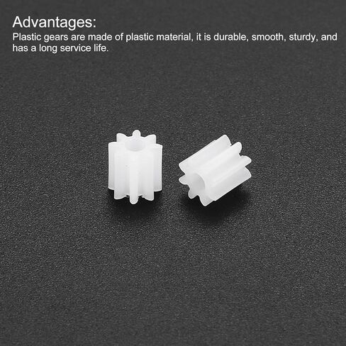 MECCANIXITY 24Pcs Module 0.5 Plastic Gears, Small Plastic 8 Teeth Spindle Gears 1.95mm ID 5mm Thickness for Motor RC Car Robot DIY Model RC Parts Replacements, White in Kuwait