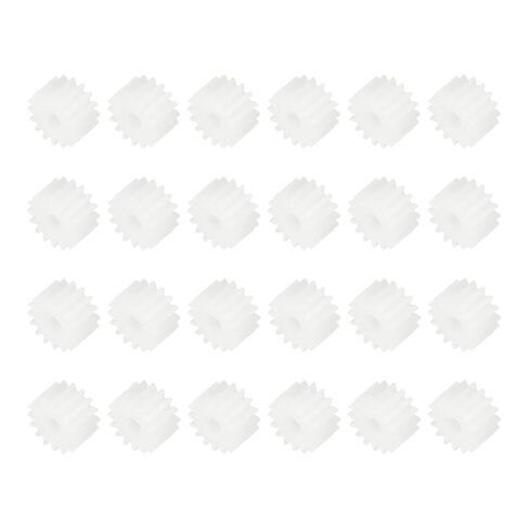 MECCANIXITY 24Pcs Module 0.5 Plastic Gears, Small Plastic 8 Teeth Spindle Gears 1.95mm ID 5mm Thickness for Motor RC Car Robot DIY Model RC Parts Replacements, White in Kuwait