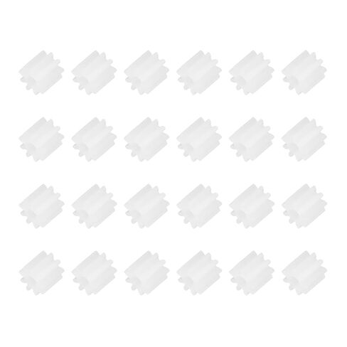 MECCANIXITY 24Pcs Module 0.5 Plastic Gears, Small Plastic 8 Teeth Spindle Gears 1.95mm ID 5mm Thickness for Motor RC Car Robot DIY Model RC Parts Replacements, White in Kuwait
