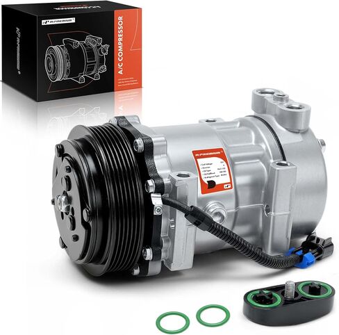 A-Premium Air Conditioner AC Compressor with Clutch Compatible with Peterbilt 379 2005, 387 2003, 6-Groove Pulley in Kuwait